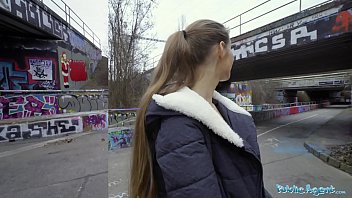 Preview 2 of Big Oiled Asd - Public Agent Kinuski fucks a big Spanish cock outside under a tunnel