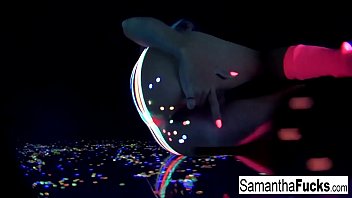 Preview 2 of Satin Rope - Samantha Saint gets off in this super hot black light solo