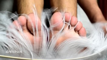 Preview 4 of Ch Guys - Close-up foot fetish with feather
