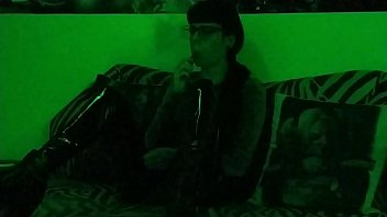 Preview 4 of Hot Step Mam - Beth Kinky - Sexy goth domina smoking in green light pt2 HD