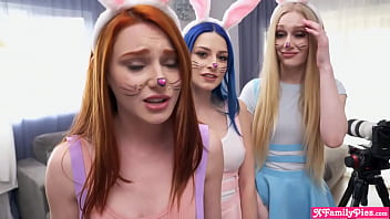 Preview 2 of Sister Slip Sexxx - My stepcousins are very naughty bunnies trying to compete