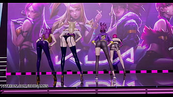 Preview 1 of Chinese Dad And Son - [MMD] LAYSHA - Chocolate Cream Hot Striptease Kpop Dance Ahri Akali Kaisa Evelynn KDA League of Legends 4K 60FPS