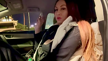 Preview 1 of Indian Hot Bhabi Sex Video - Italian Big tits Milf Artemisia Love Hot Solo Smoking Fetish in the car and quick boobs flashing