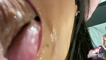 Preview 4 of Brgett B - Extreme Close Up Deepthroat Blowjob ASMR Sloppy Throatpie &amp_ Ass in Mirror