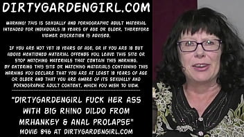 Preview 1 of Gilrs Sex First Time - Dirtygardengirl fuck her ass with big rhino dildo from mrhankey &amp_ anal prolapse