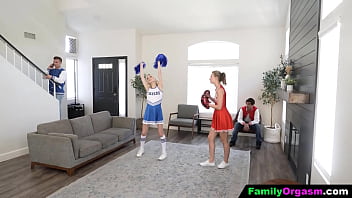 Preview 1 of As Ividyaxxx - FamilyOrgasm - Cheerleaders Friends Fight and End Up Fucking their Stepbrothers