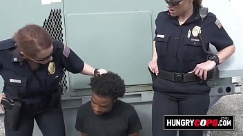 Preview 2 of Xxvidiocom Hdfulopen - Black criminal is apprehended by two big titty MILFs.
