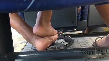 Preview 2 of Cealpack Girls Fuck - Spy Male Feet (In bus)