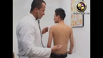 Preview 1 of Riping Clothes By Force - Teen boy shows no sign of shame with his super hard erection during his visit to the campus doctor
