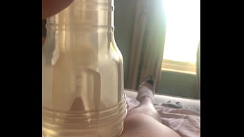 Preview 2 of Angelina Valentine Spanked - Small dick using clear flesh light no cumshot