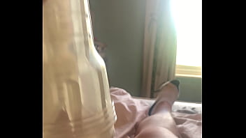 Preview 3 of Angelina Valentine Spanked - Small dick using clear flesh light no cumshot