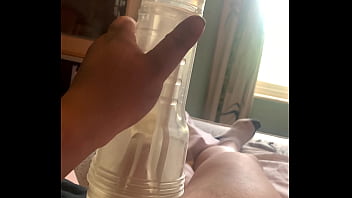 Preview 1 of Angelina Valentine Spanked - Small dick using clear flesh light no cumshot