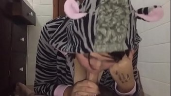 Preview 1 of Retro Fotonovela Anl - Face Fucking Furry Teen In A Zebra Onesie With Cumshot