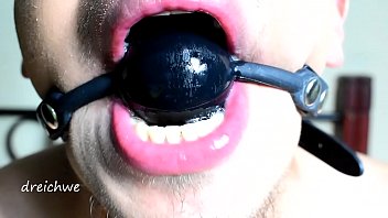 Preview 2 of Slim Rap - Very tight gag in the mouth with saliva