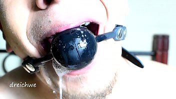 Preview 3 of Slim Rap - Very tight gag in the mouth with saliva