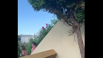 Preview 1 of Monster Sex Rape 3d - stroking cock on balcony and caught twice