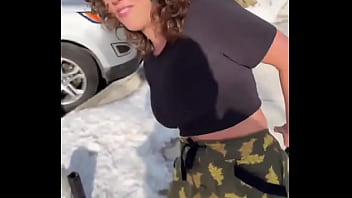 Preview 2 of Vidio Tante Bugil - Snowball fight ends bad  #snow #snowball