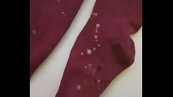 Preview 4 of Sexy Mome And Son Porn Video - First video - Cumshot on purple stockings