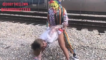 Preview 3 of Sex Tourism In Romania - Clown fucks girl on train tracks