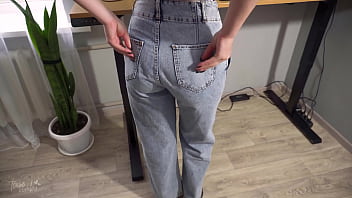 Preview 3 of Brioke Wyldejemes Deen - Milf Secretary In High Weist Jeans Teases Her Nice Butt