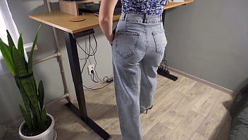 Preview 1 of Brioke Wyldejemes Deen - Milf Secretary In High Weist Jeans Teases Her Nice Butt