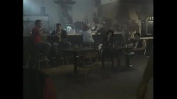 Preview 1 of Xev Dellexx - Pretty redhaired chick in black leather dress Chloe was able to cop off with two well stuffed dudes in bikers road house