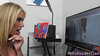Preview 1 of Bast Enterveiw Sex - Hot busty blonde milf gets spunked
