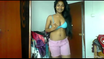 Preview 2 of Blonde Cute Stepsister - Srilankan teen strips and teases - MyDesiTube.com