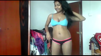 Preview 3 of Blonde Cute Stepsister - Srilankan teen strips and teases - MyDesiTube.com