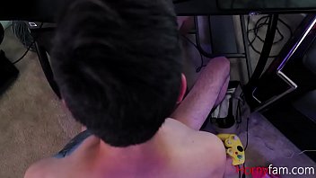 Preview 3 of Blonde Bra Creampi - Gobbling Gamer Stepbro&#039_s Cock- Kenzie Madison