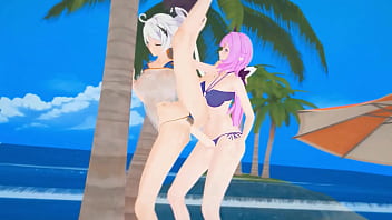 Preview 2 of Hental Rape - Honkai Impact Elysia And Kiana Futanari Beach Sex Hentai Mmd 3D Purple Hair (CLIP)