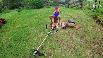 Preview 1 of I Hairy Anal Sex - Horny in the garden -REVVING - POWER TOOL