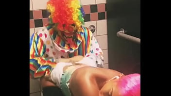 Preview 2 of Ama Stud - Girl rides clown in bathroom stall