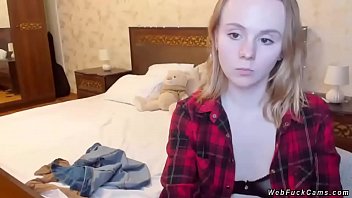 Preview 3 of Samantha Aknikni - Blonde teen camgirl in seethrough bra