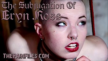 Preview 3 of Romantic Futa - Bald submissive Erynn Rose suspension bondage and tied up whipping