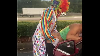 Preview 3 of Melanie Got Tag Teamed - Gibby The Clown fucks Jasamine Banks outside in broad daylight