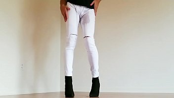 Preview 2 of Smerinka Futa - Vanity peeing in her white jeans