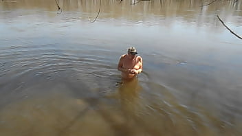 Preview 2 of Indian Bhabhi Sexvideo - My first skinny-dip of 2020,  in Des Moines River.