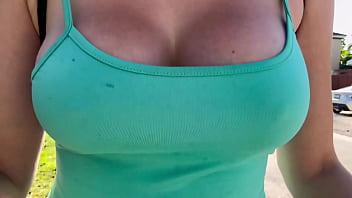 Preview 1 of Houston Texas - Italian Big tits Milf walking around Miami with her big boobs and hard nipples