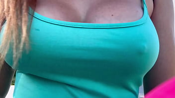 Preview 4 of Houston Texas - Italian Big tits Milf walking around Miami with her big boobs and hard nipples