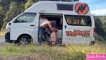 Preview 2 of Leabian Oragsm - Fucking Beautiful Slut Rood Side In Public