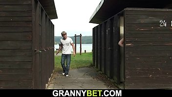 Preview 1 of Blindswap - Old blonde granny fuck on public