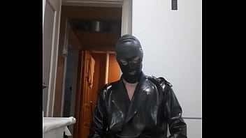 Preview 3 of Aky Sanage - Guy wanks and cum on his latex coat