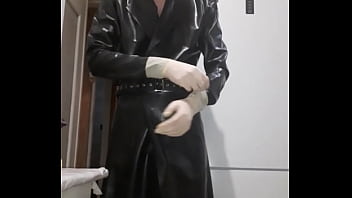 Preview 1 of Aky Sanage - Guy wanks and cum on his latex coat