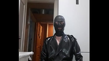 Preview 4 of Aky Sanage - Guy wanks and cum on his latex coat