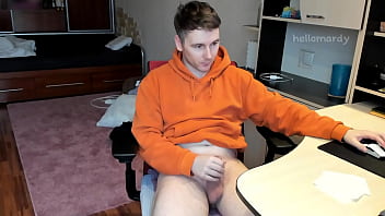 Preview 2 of El Ninojordi - Stud Guy Watches Porn and Jerking Uncut Hot Cock
