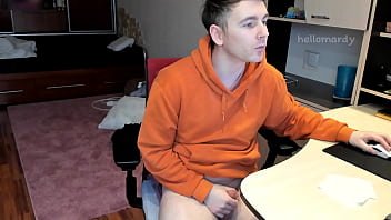 Preview 3 of El Ninojordi - Stud Guy Watches Porn and Jerking Uncut Hot Cock