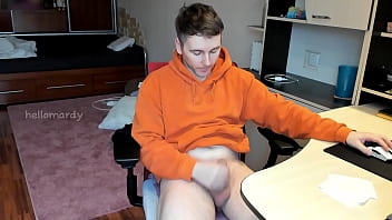 Preview 1 of El Ninojordi - Stud Guy Watches Porn and Jerking Uncut Hot Cock