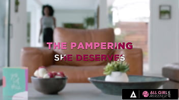 Preview 1 of Pink 18 - ALL GIRL MASSAGE - Hot Interracial 69 Between Two Sexy Lesbians Olive Glass And Nicole Kitt