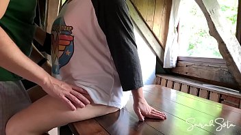 Preview 1 of New Nepali Xx Video - Fucking her on a table and creaming her pussy with my sperm - she starts masturbating with my cum
